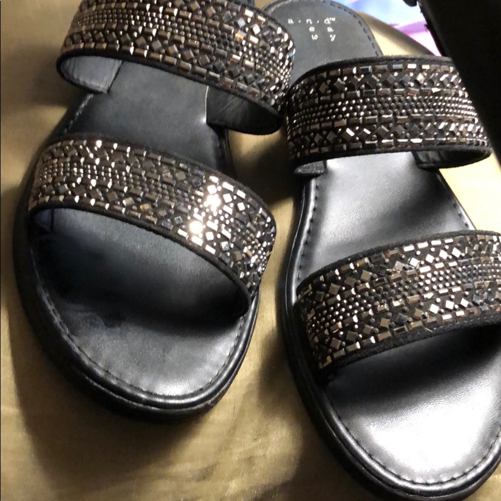 Sandals, A n d e a w y, black, studded